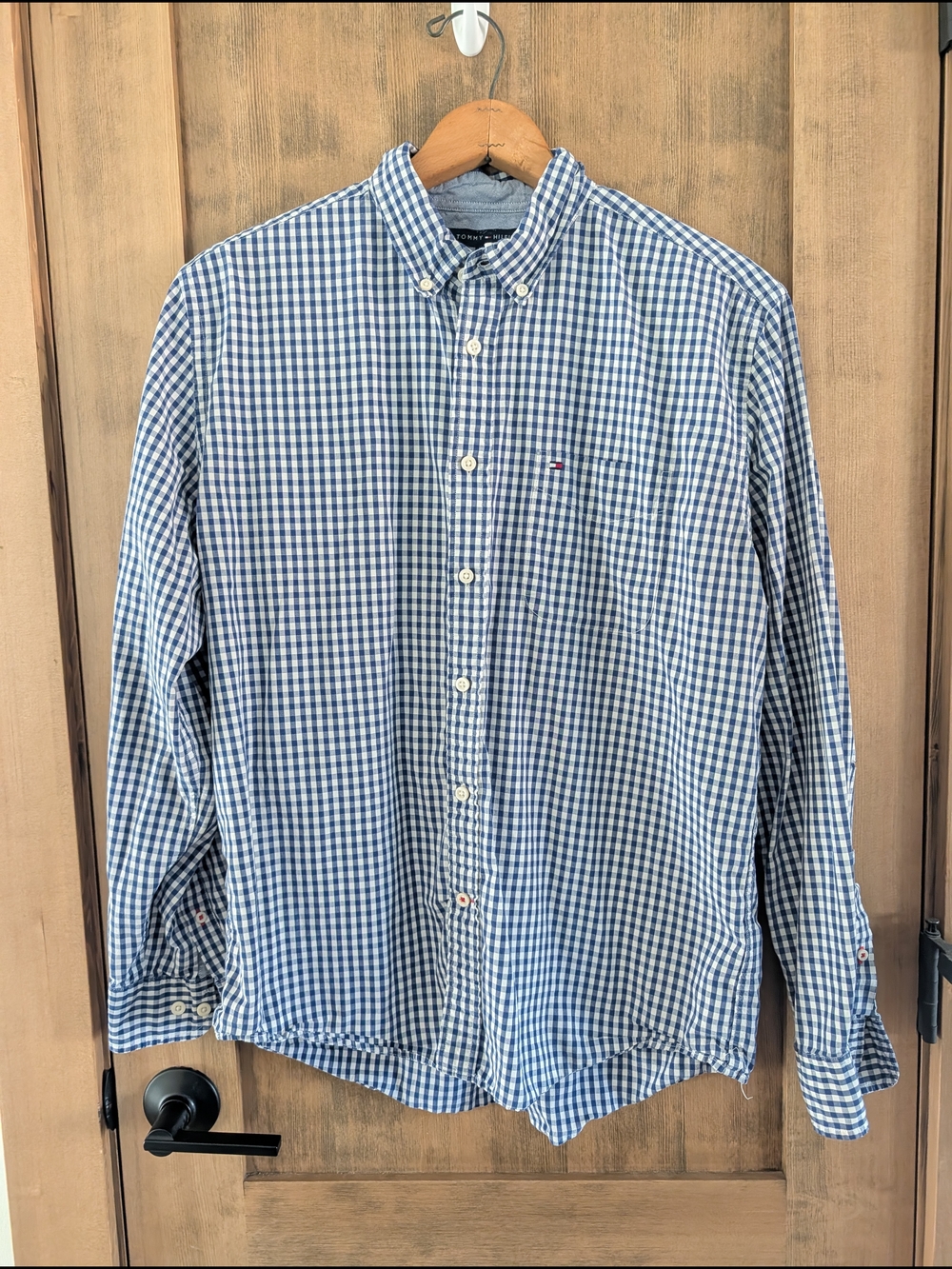 Tommy Hilfiger Blue and White Gingham Button-Down Shirt